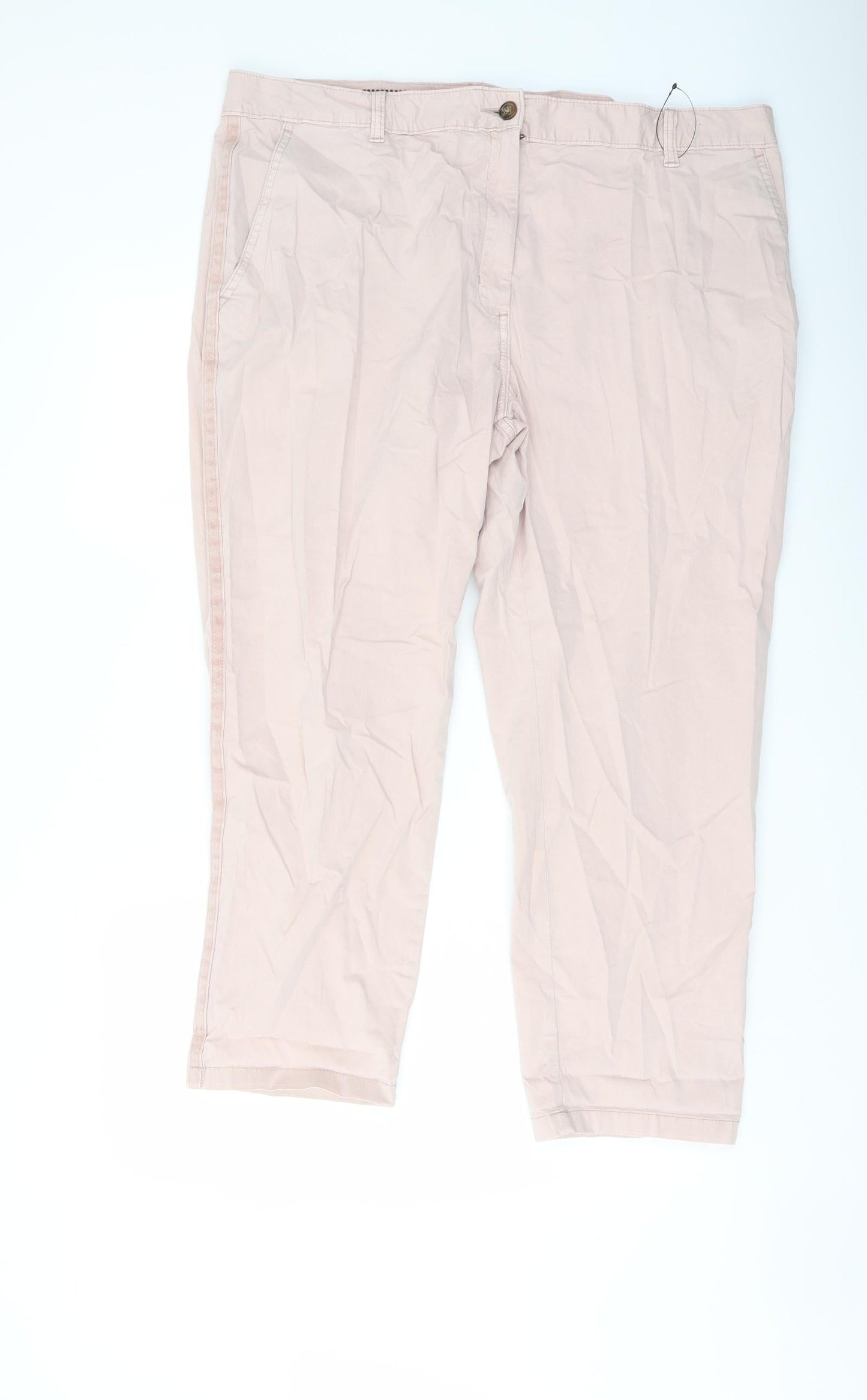 Marks and Spencer Womens Pink Cotton Chino Trousers Size 20 L25 in Regular Button