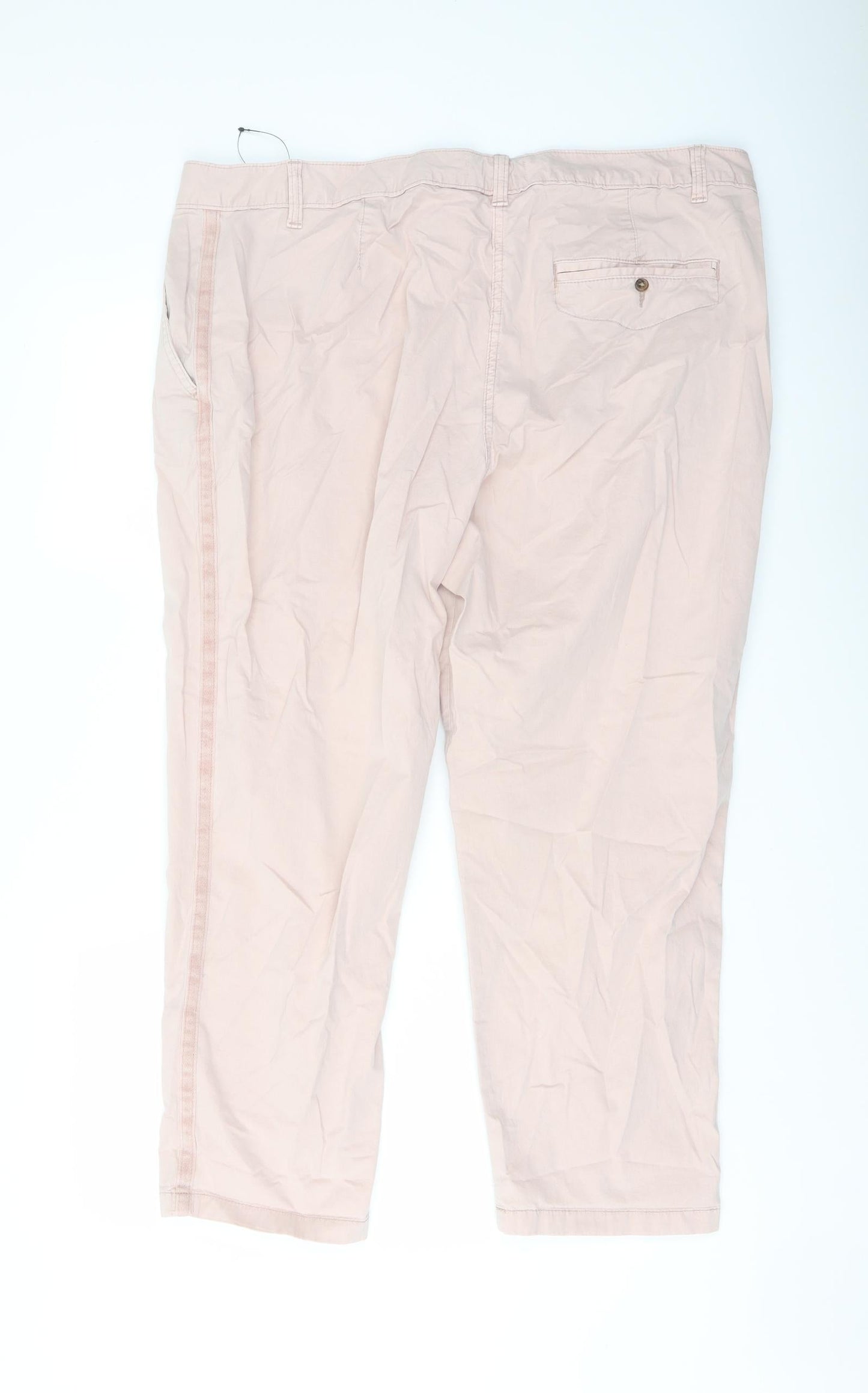 Marks and Spencer Womens Pink Cotton Chino Trousers Size 20 L25 in Regular Button