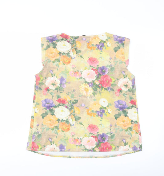 Therapy Womens Multicoloured Floral Polyester Basic Blouse Size 10 Round Neck