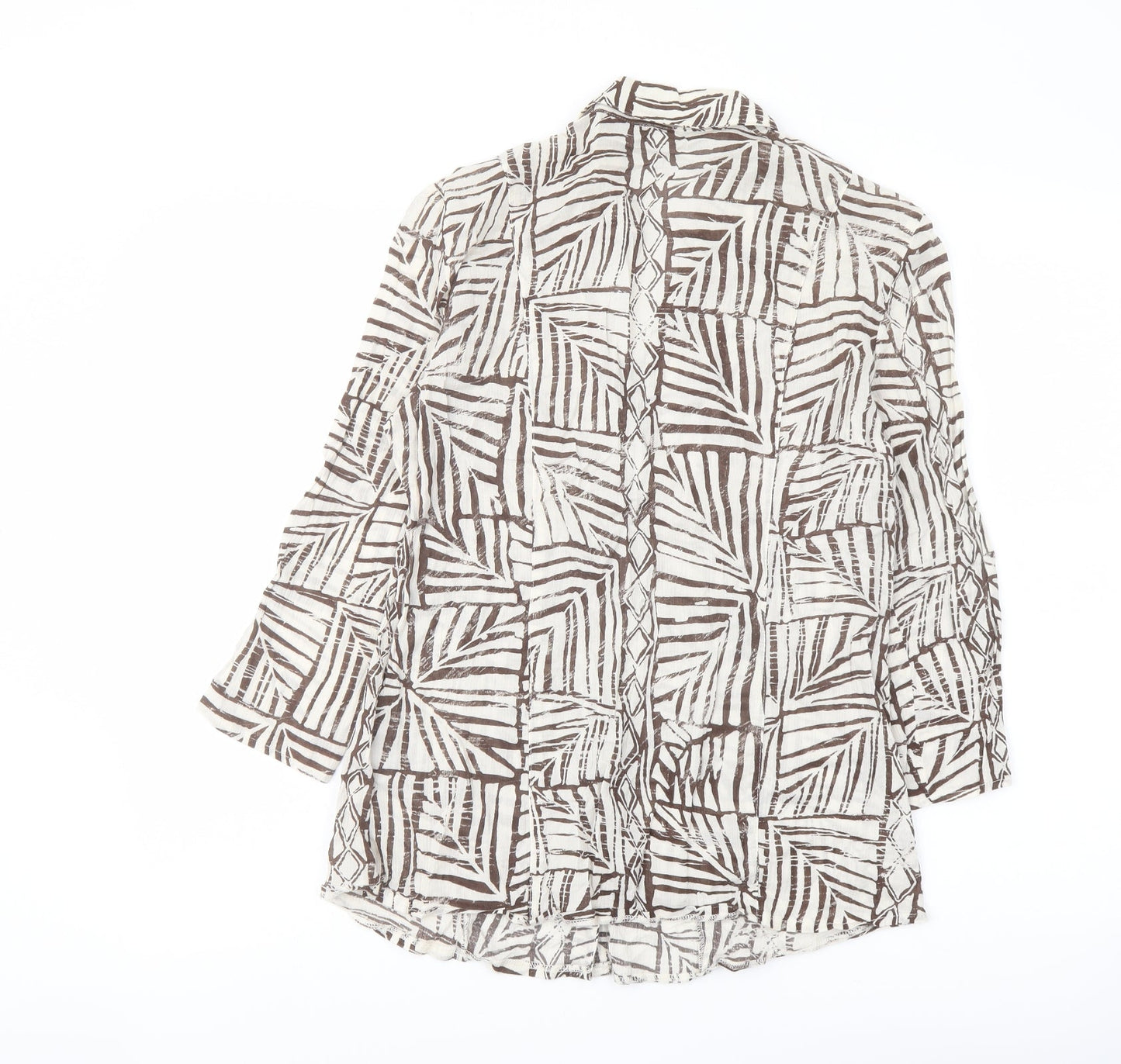 Per Una Womens Beige Geometric Cotton Basic Button-Up Size 10 Collared