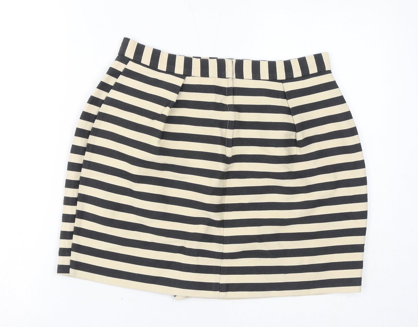 River Island Womens Beige Striped Polyester A-Line Skirt Size 12 Zip