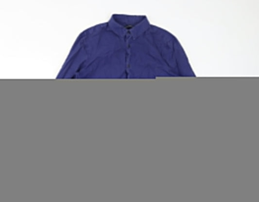 French Connection Womens Blue Cotton Basic Button-Up Size S Collared