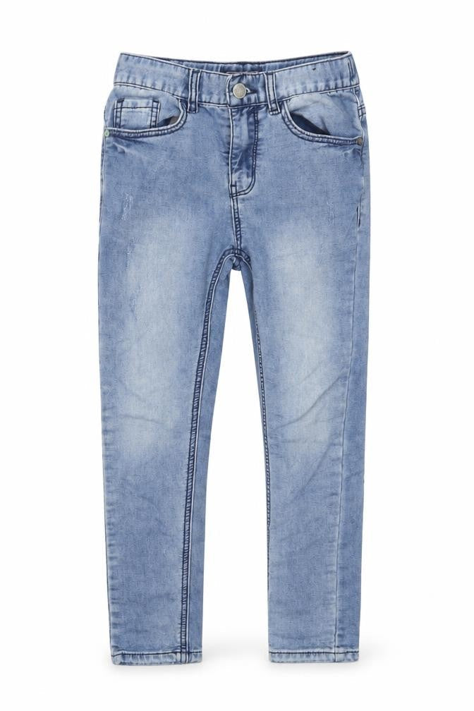 NEXT Boys Blue Cotton Skinny Jeans Size 9 Months L22 in Regular Zip - Pockets, Adjustable waist