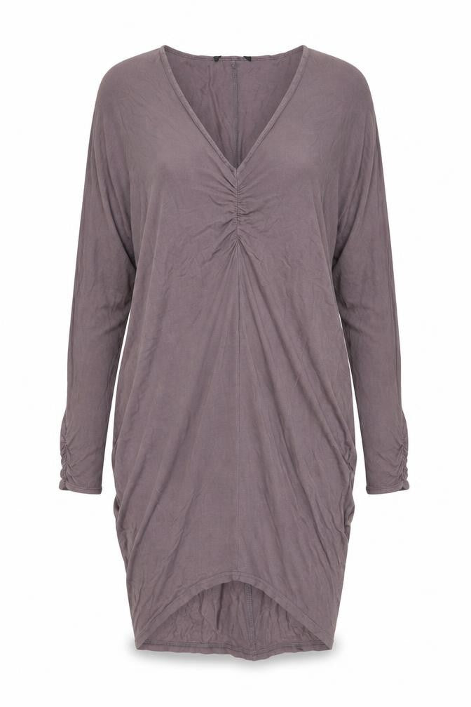Front view of ASOS women’s brown viscose a-line, size UK 8, v-neck pullover