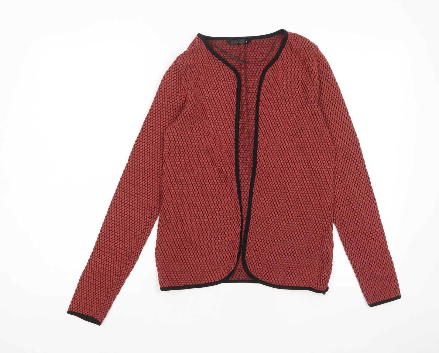 Only Womens Red V-Neck Geometric Cotton Cardigan Jumper Size XS - Open