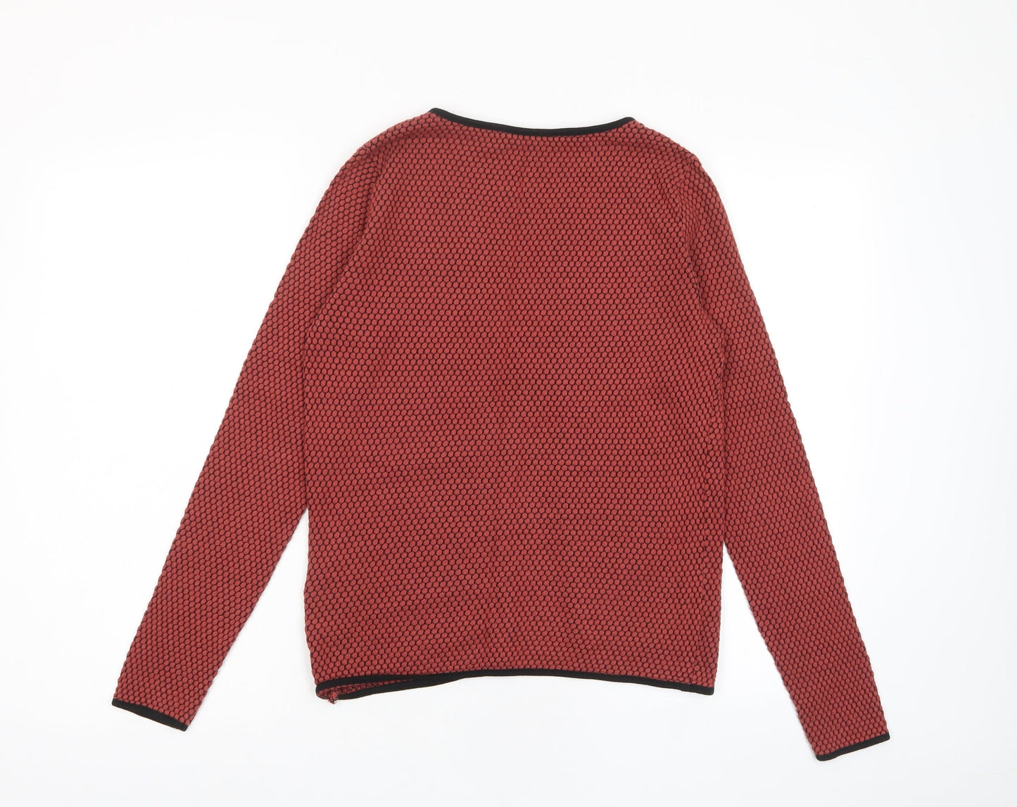 Only Womens Red V-Neck Geometric Cotton Cardigan Jumper Size XS - Open