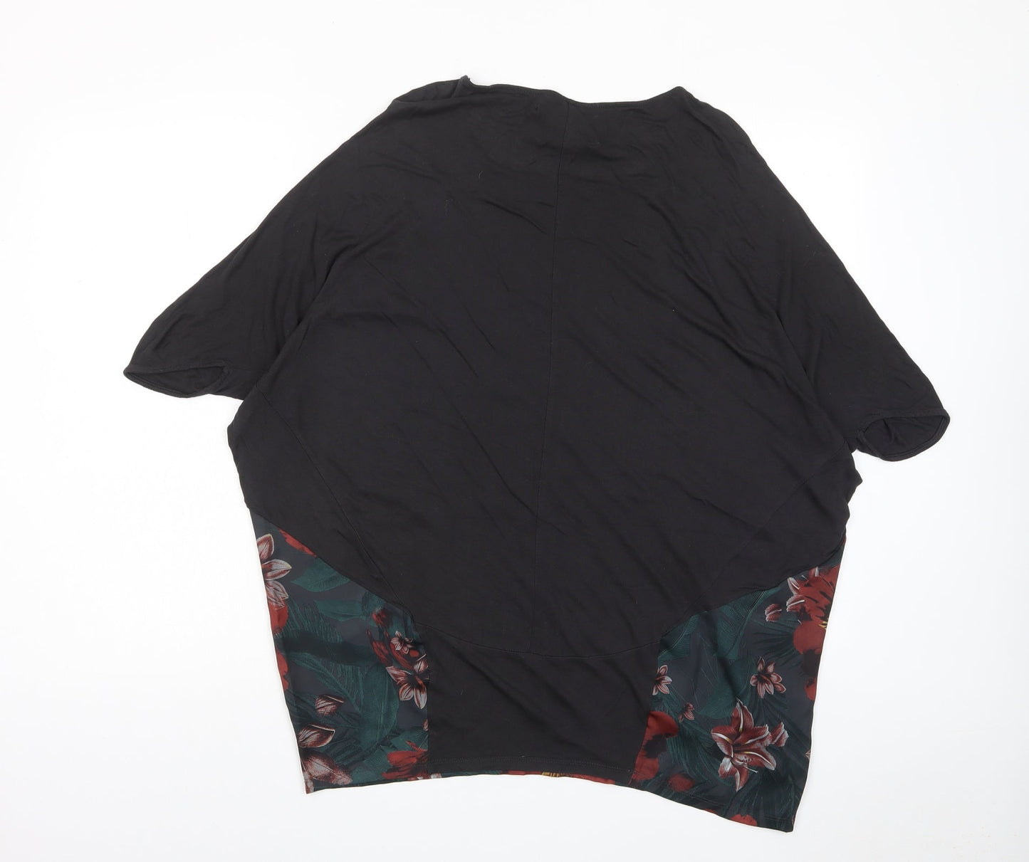 Zara Womens Multicoloured Floral Polyester Basic T-Shirt Size S Crew Neck