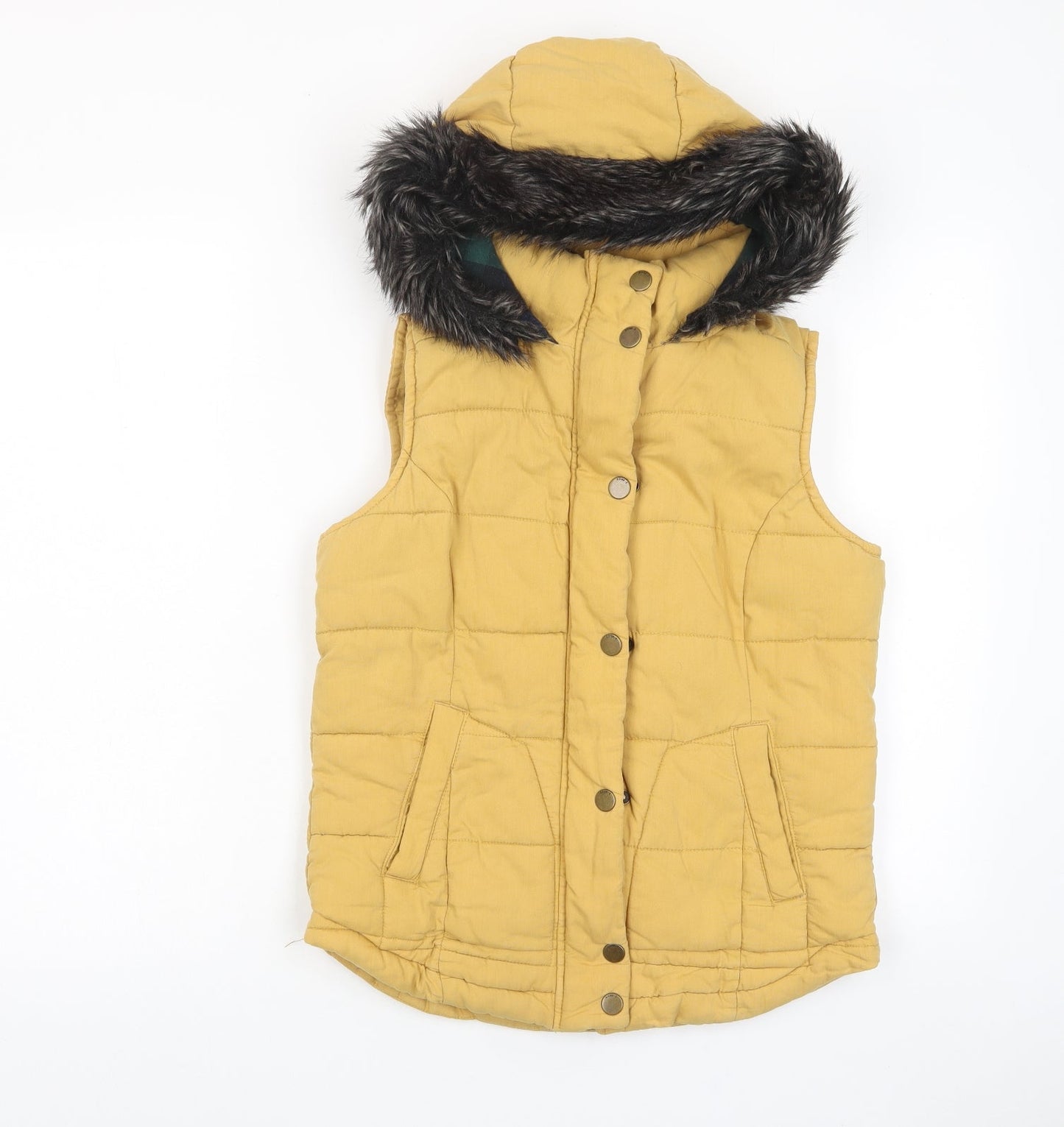 NEXT Womens Yellow Gilet Jacket Size 10 Zip - Pockets