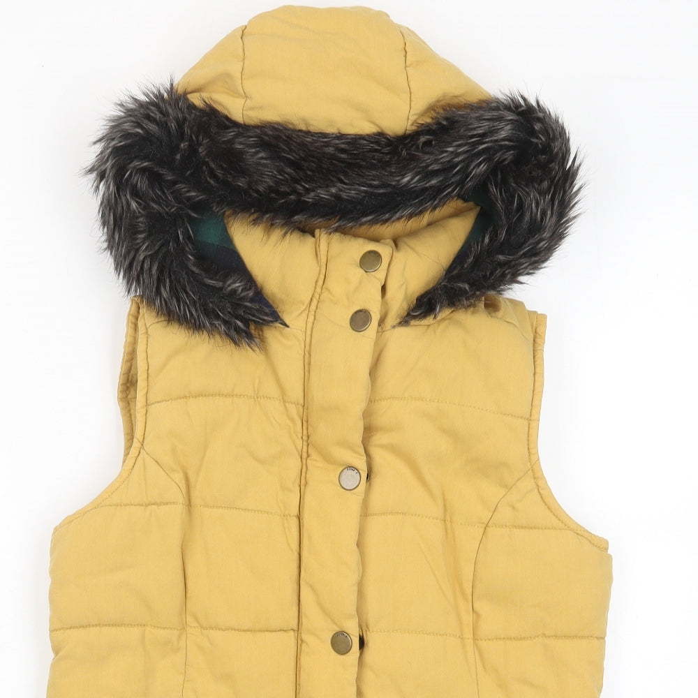 NEXT Womens Yellow Gilet Jacket Size 10 Zip - Pockets