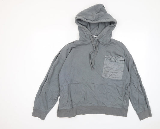 Commun Culture Mens Grey Cotton Pullover Hoodie Size S - Pockets
