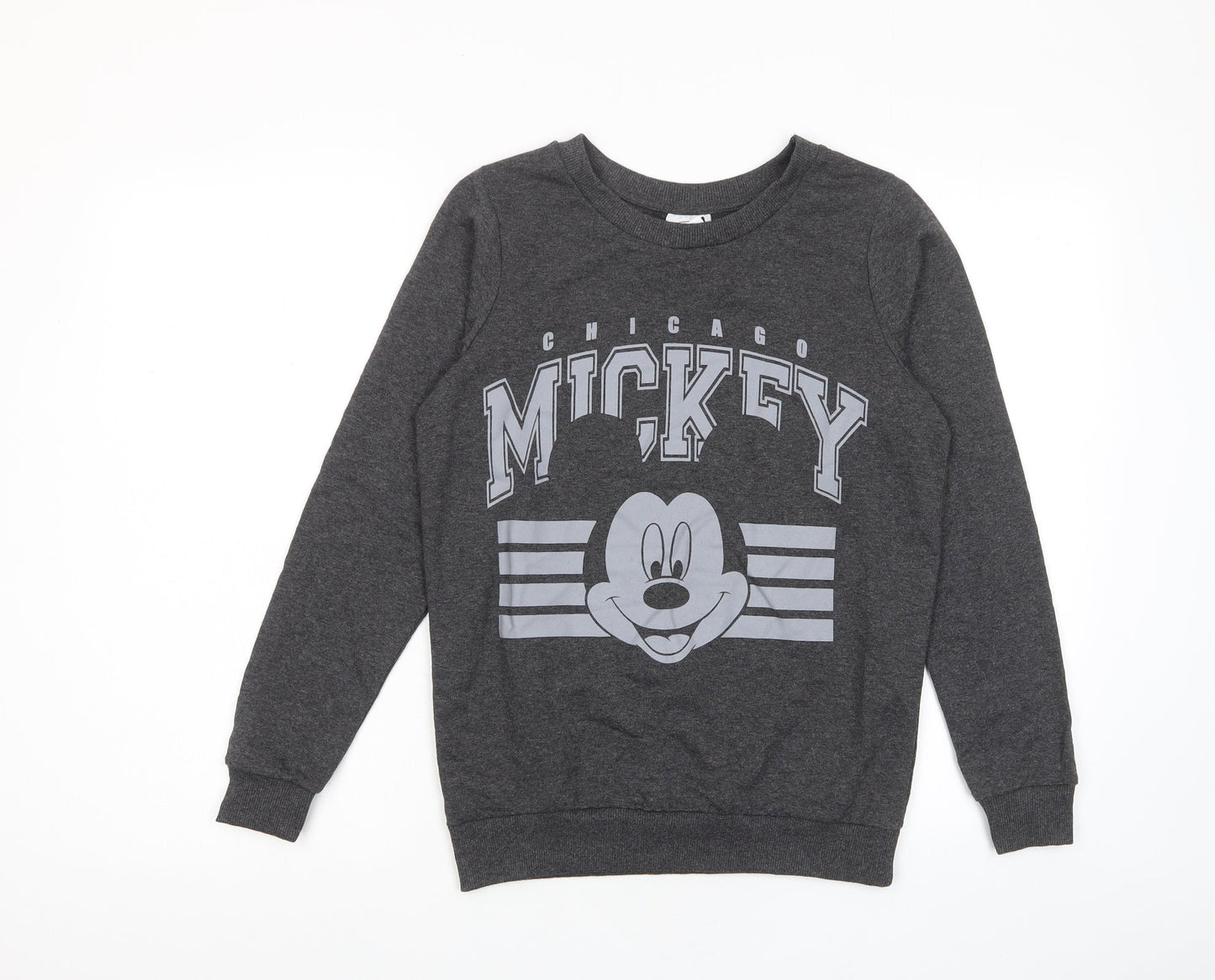Disney Womens Grey Cotton Pullover Sweatshirt Size 8 Pullover - Mickey Mouse