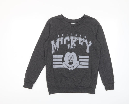 Disney Womens Grey Cotton Pullover Sweatshirt Size 8 Pullover - Mickey Mouse