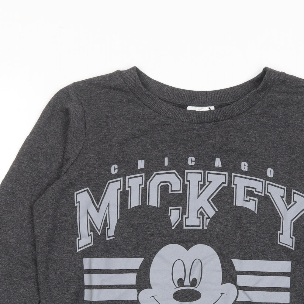 Disney Womens Grey Cotton Pullover Sweatshirt Size 8 Pullover - Mickey Mouse
