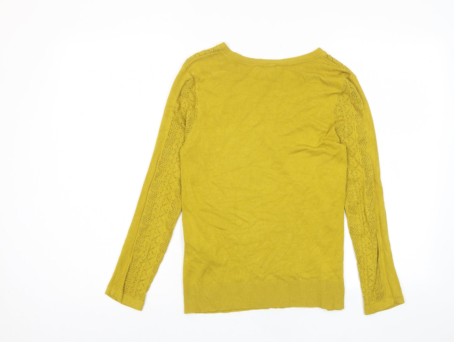 Warehouse Womens Yellow Crew Neck Viscose Pullover Jumper Size 10