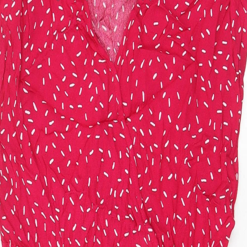 Mango Womens Pink Geometric Viscose A-Line Size XS V-Neck Pullover
