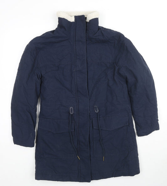 Per Una Womens Blue Parka Coat Size 6 Zip