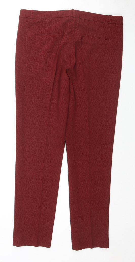 Benim Womens Red Geometric Polyester Trousers Size XL L27 in Regular Zip