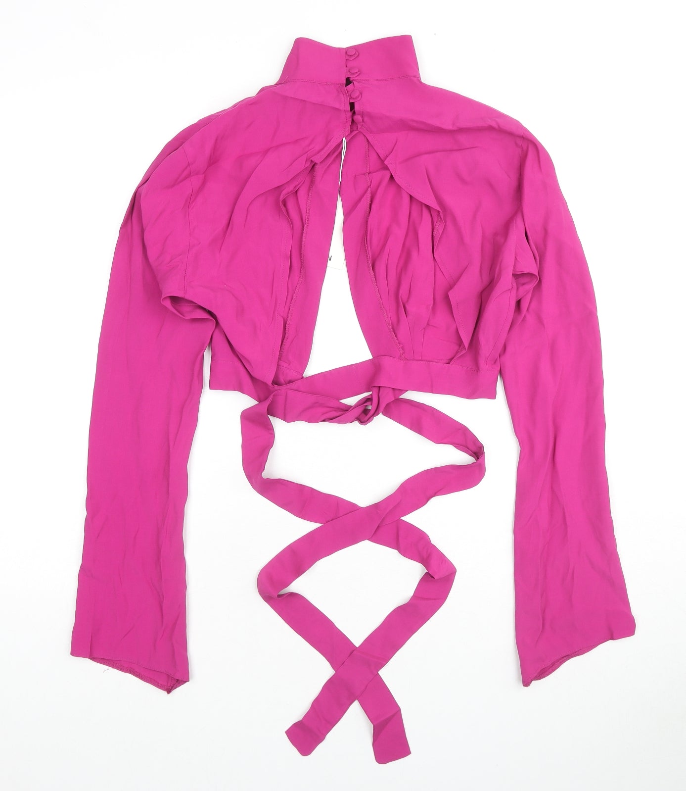 Lefon Womens Pink Viscose Wrap Blouse Size 12 High Neck