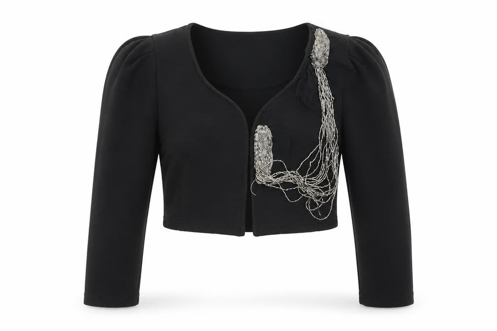 Miss Line Womens Black Jacket Blazer Size M - Beaded Detail