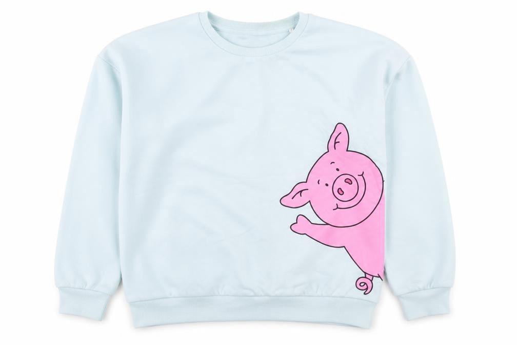 Marks and Spencer Girls Blue Cotton Pullover Sweatshirt Size 10-11 Years Pullover - Percy Pig
