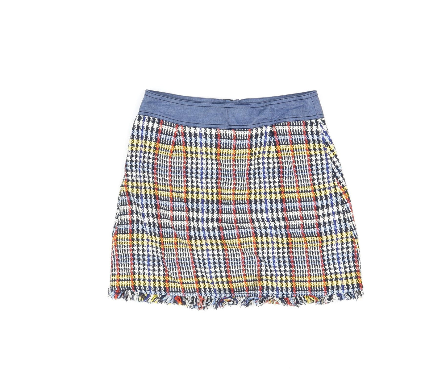 Zara Womens Multicoloured Geometric Cotton Mini Skirt Size S Snap
