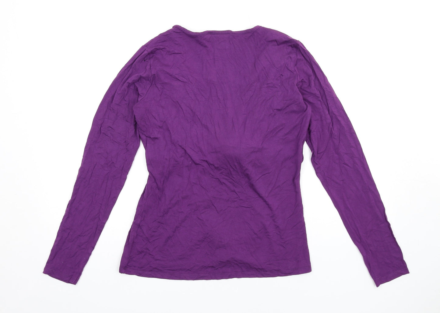 JoJo Maman Bébé Womens Purple Viscose Basic T-Shirt Size M Round Neck