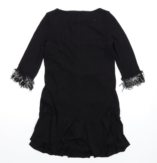 festa Womens Black Polyester A-Line Size 10 Round Neck Pullover