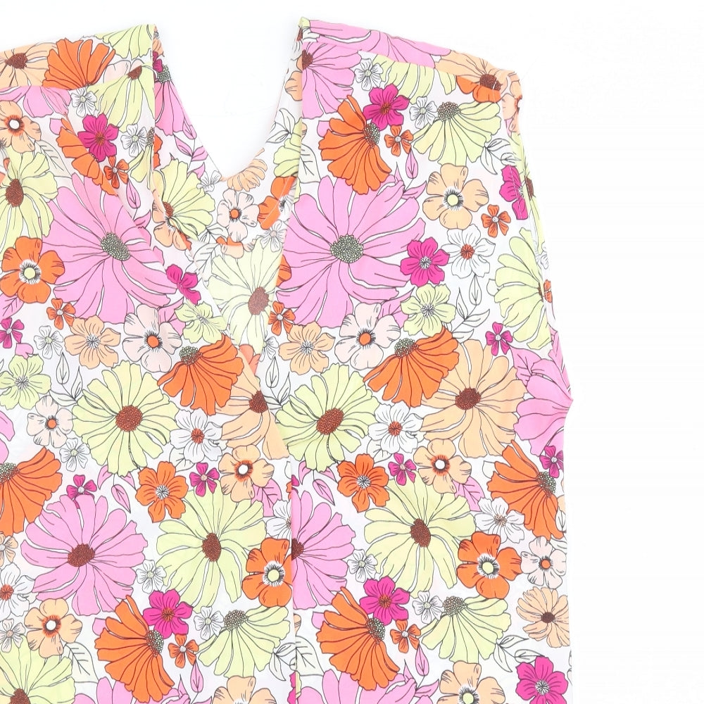 Marks and Spencer Womens Multicoloured Floral Polyester Basic Blouse Size 6 V-Neck