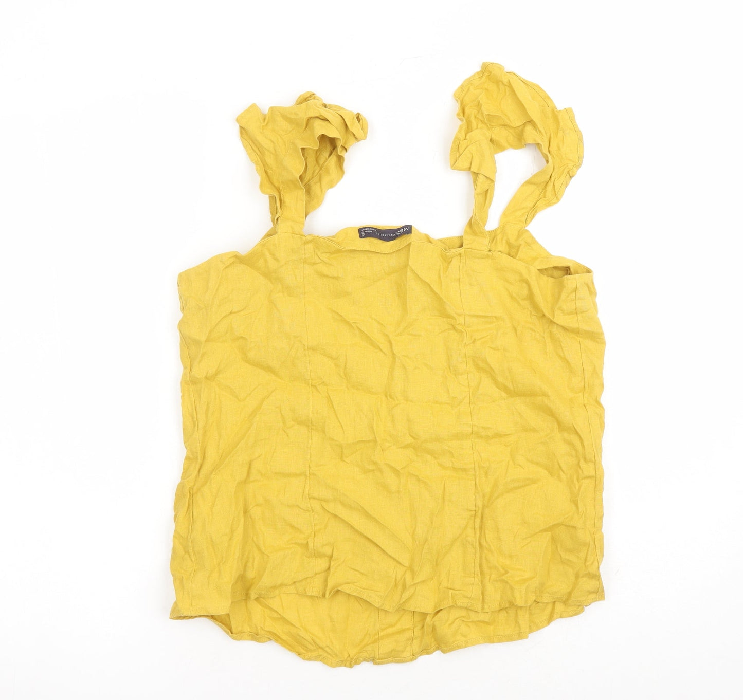 Marks and Spencer Womens Yellow Flax Camisole Tank Size 12 Square Neck