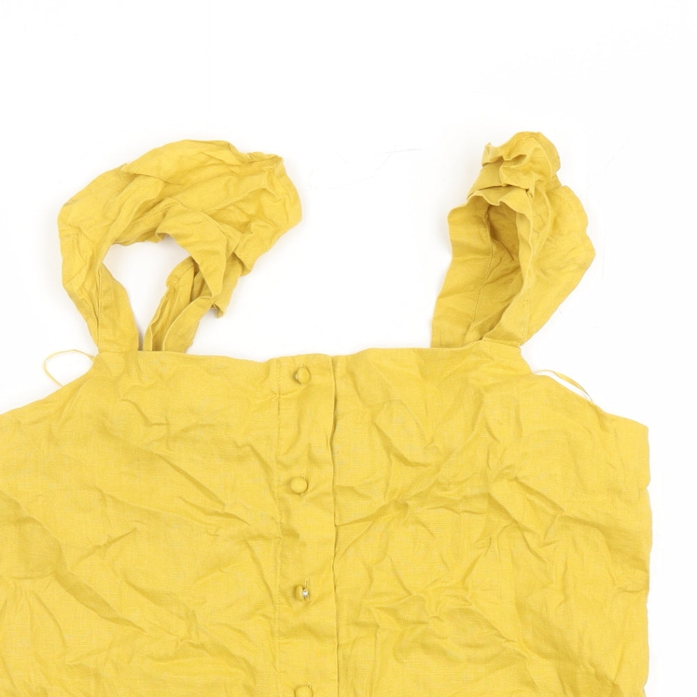 Marks and Spencer Womens Yellow Flax Camisole Tank Size 12 Square Neck