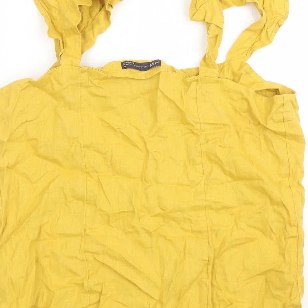 Marks and Spencer Womens Yellow Flax Camisole Tank Size 12 Square Neck