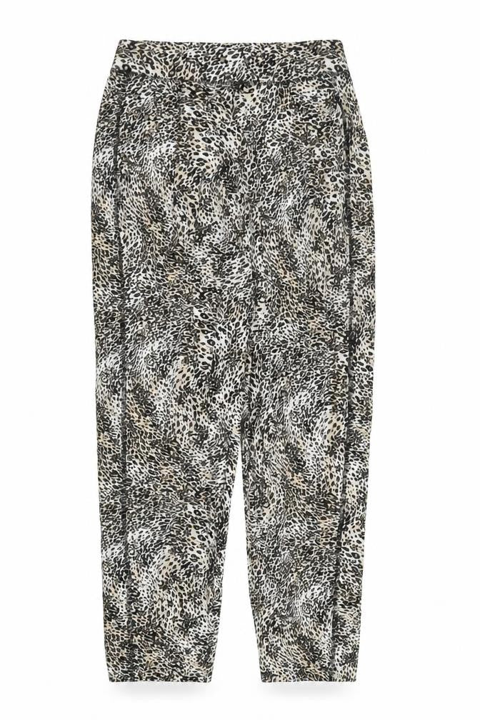 Marks and Spencer Womens Brown Animal Print Viscose Carrot Leggings Size 8 L29 in - Elasticated Waist Long Leg Leopard Pattern