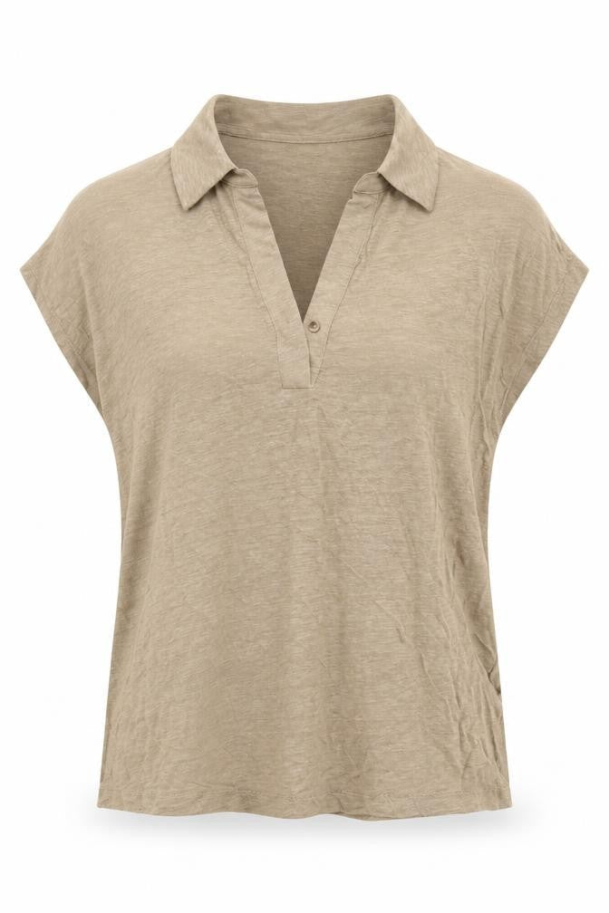 Autograph Womens Brown Flax Basic Polo Size 6 Collared