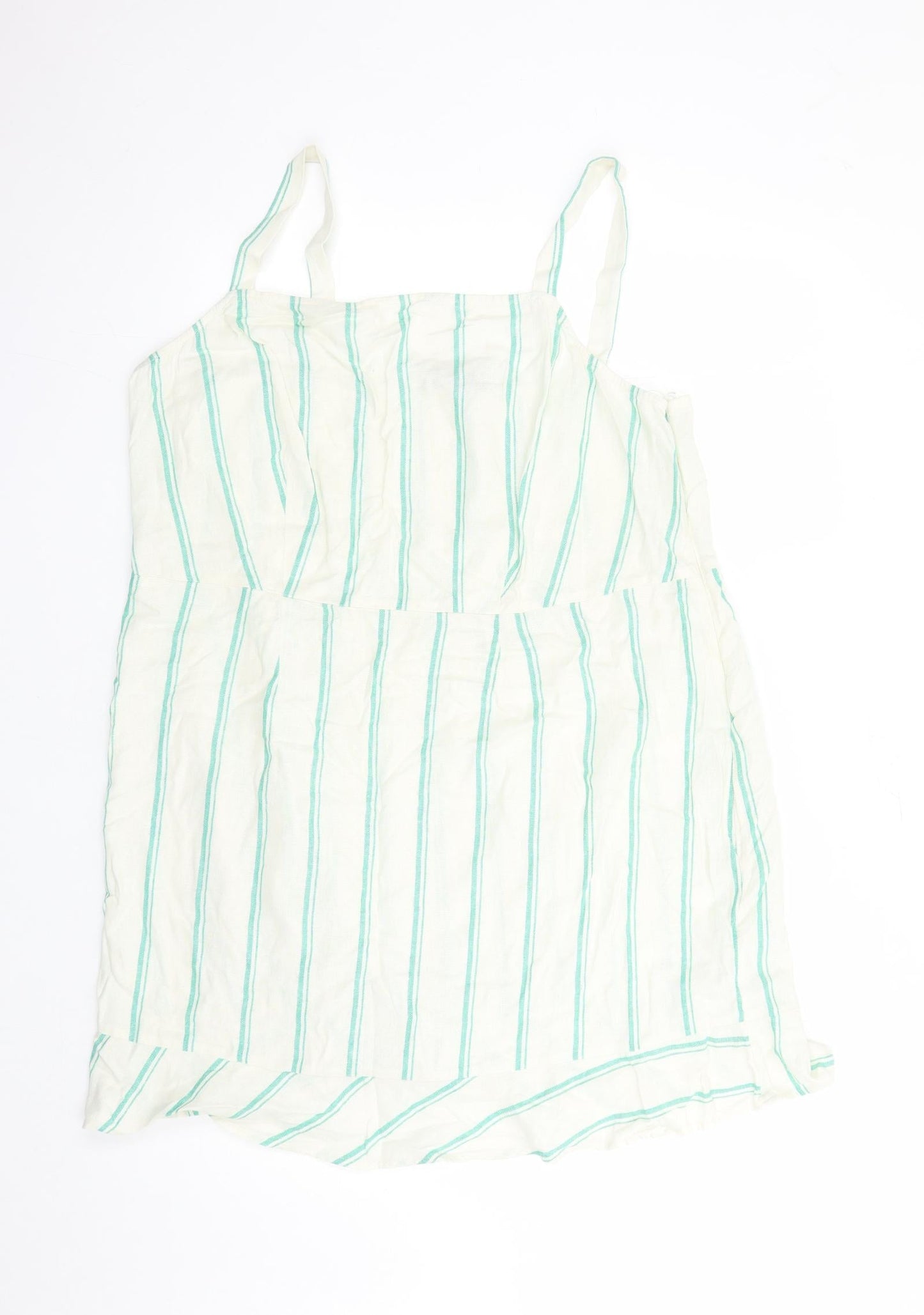 Marks and Spencer Womens Ivory Striped Flax Camisole Tank Size 20 Square Neck