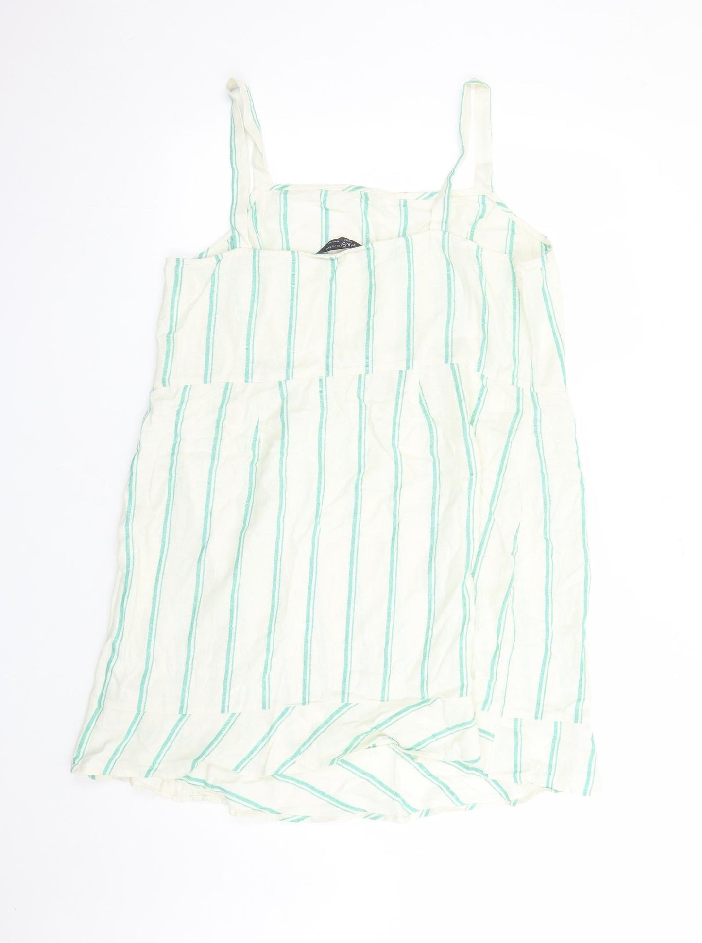 Marks and Spencer Womens Ivory Striped Flax Camisole Tank Size 20 Square Neck