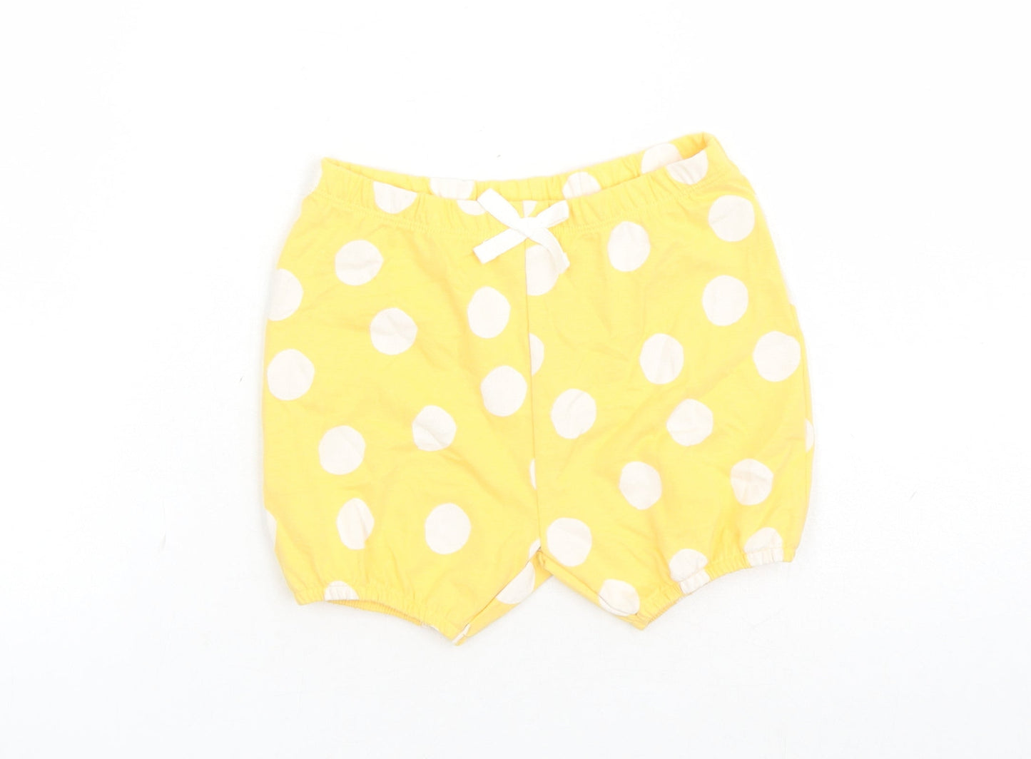 Marks and Spencer Girls Yellow Polka Dot Cotton Bermuda Shorts Size 2-3 Years L3 in Regular - Elasticated Waist