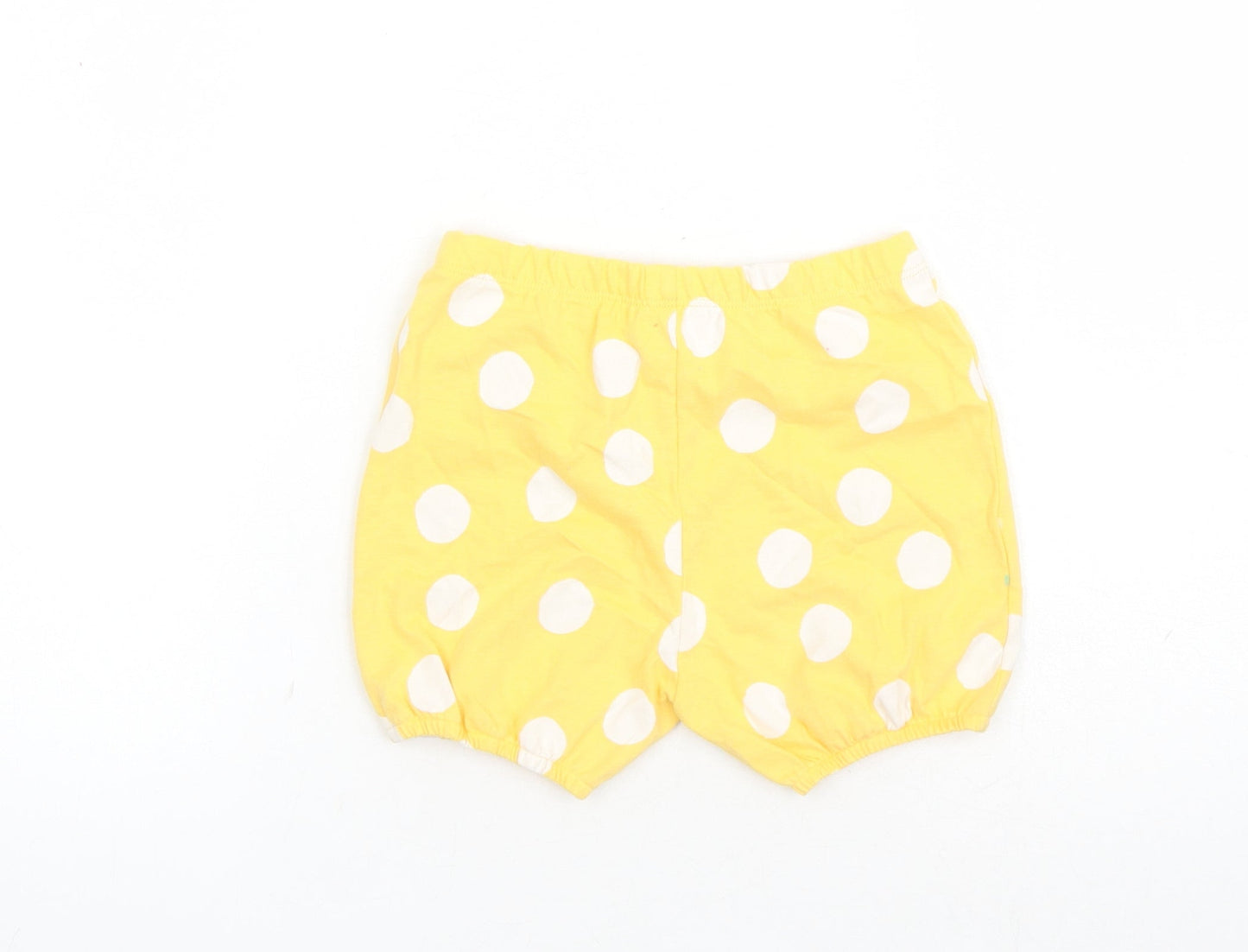 Marks and Spencer Girls Yellow Polka Dot Cotton Bermuda Shorts Size 2-3 Years L3 in Regular - Elasticated Waist