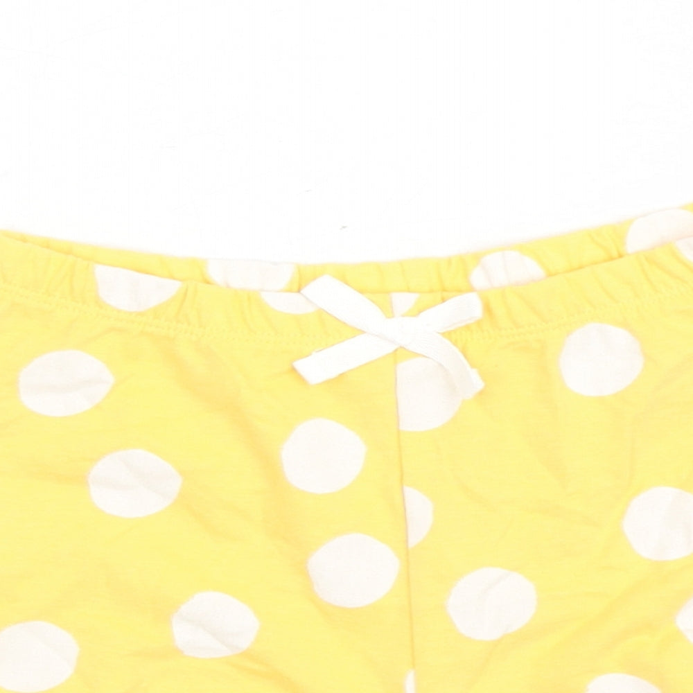 Marks and Spencer Girls Yellow Polka Dot Cotton Bermuda Shorts Size 2-3 Years L3 in Regular - Elasticated Waist