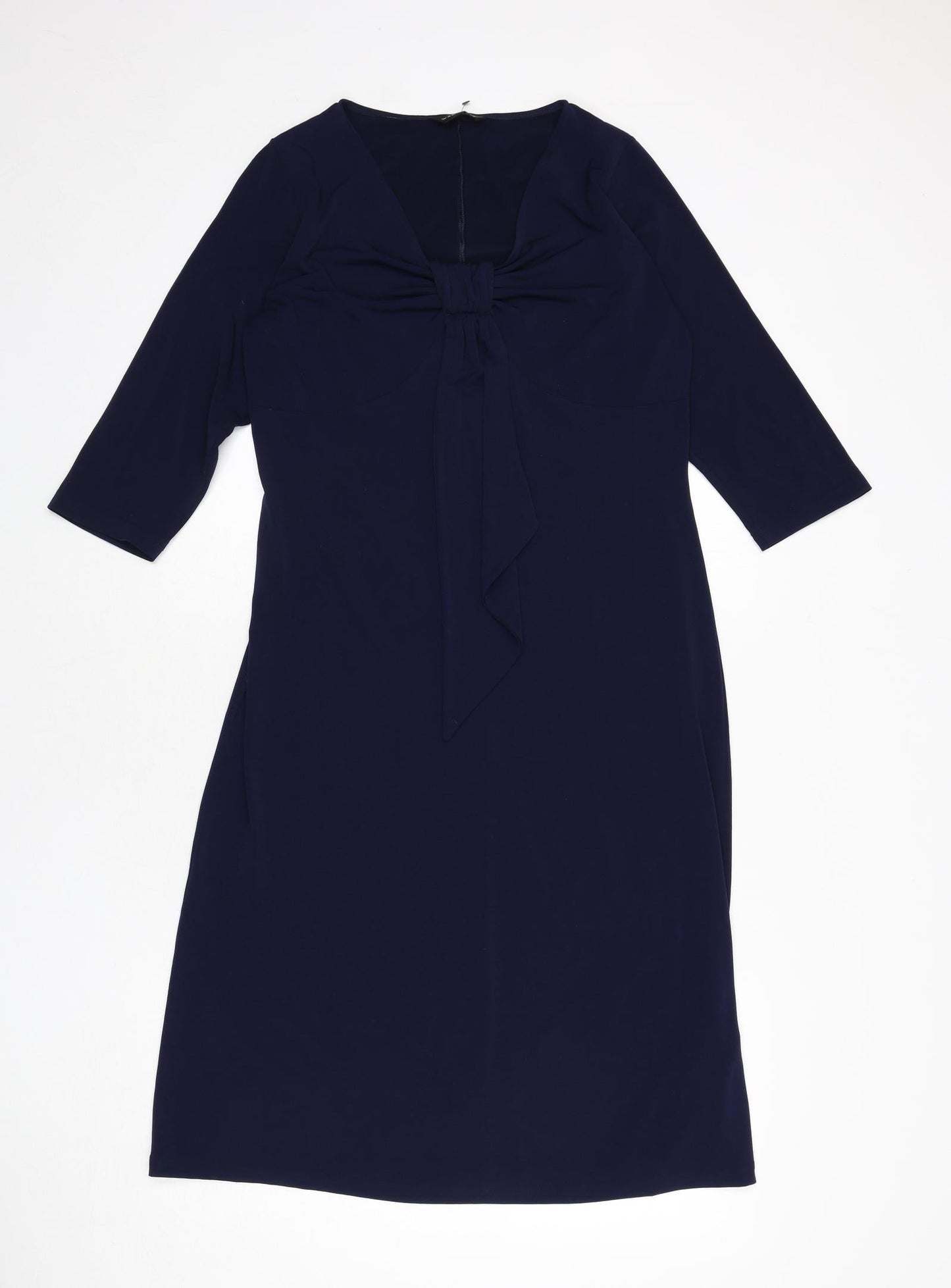 Wardrobe Womens Blue Polyester A-Line Size 12 V-Neck Pullover