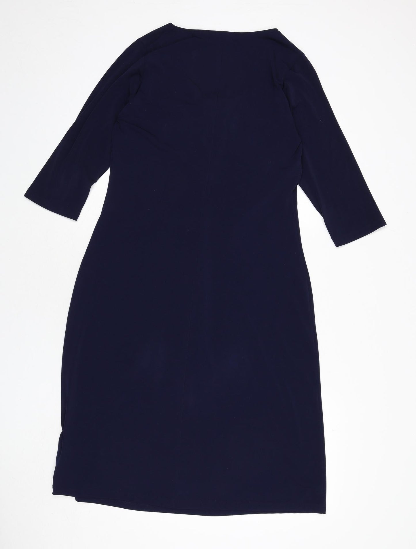 Wardrobe Womens Blue Polyester A-Line Size 12 V-Neck Pullover