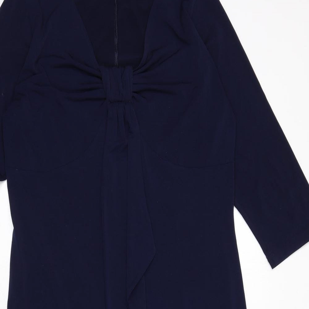 Wardrobe Womens Blue Polyester A-Line Size 12 V-Neck Pullover