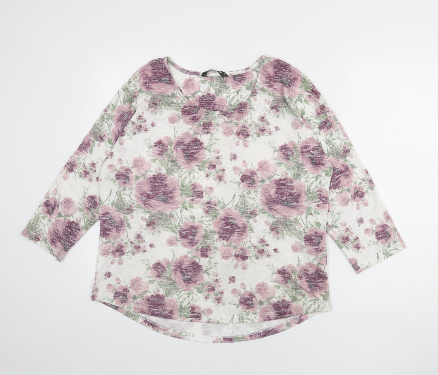 Bonmarché Womens Multicoloured Round Neck Floral Polyester Pullover Jumper Size 16