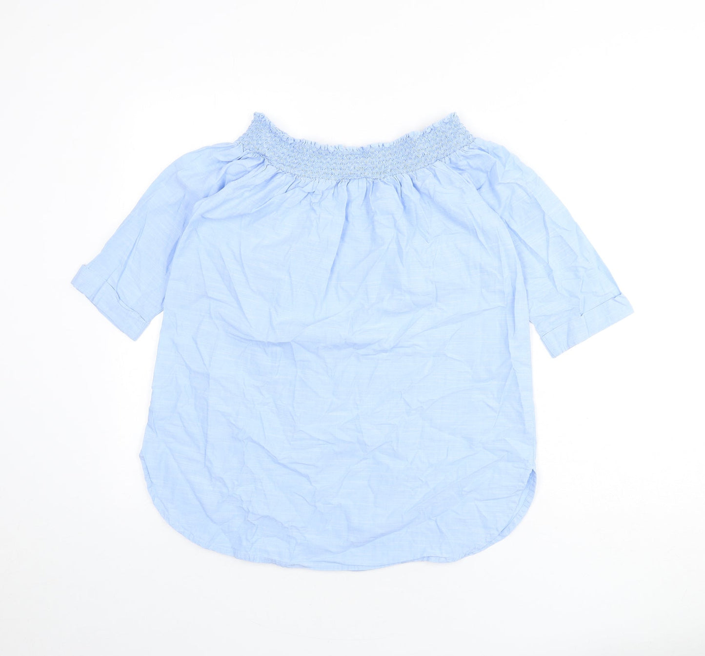 River Island Womens Blue Cotton Basic Blouse Size 12 Off the Shoulder - Bardot