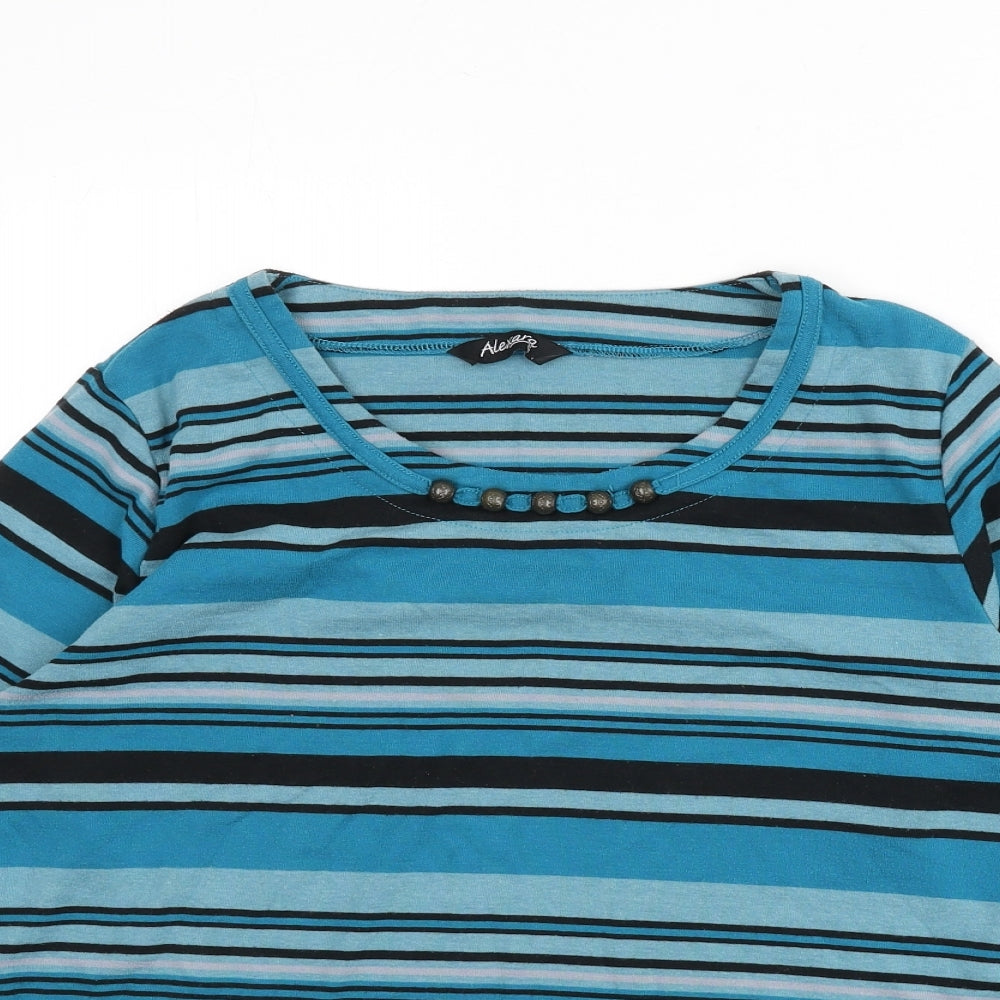Alexara Womens Blue Round Neck Striped Polyester Pullover Jumper Size 18