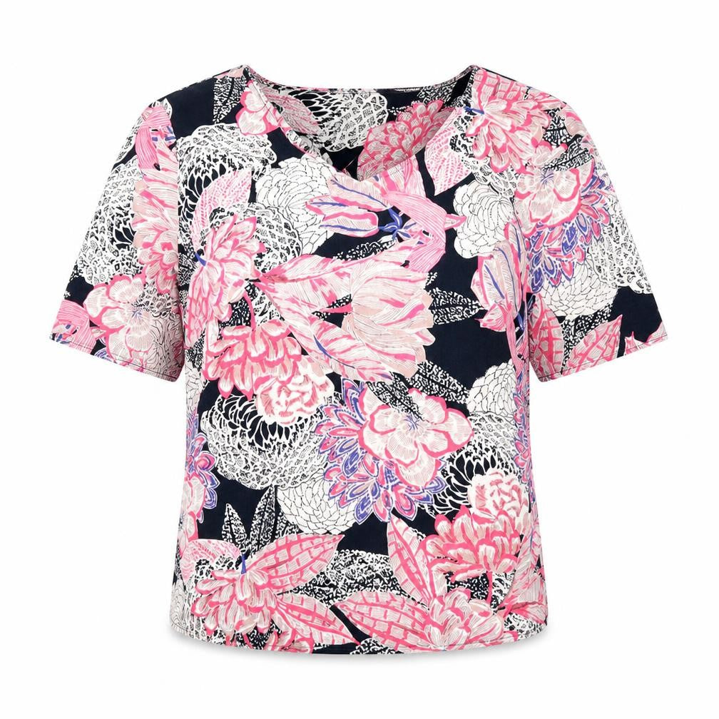 Classics Womens Multicoloured Floral Polyester Basic Blouse Size 14 Round Neck