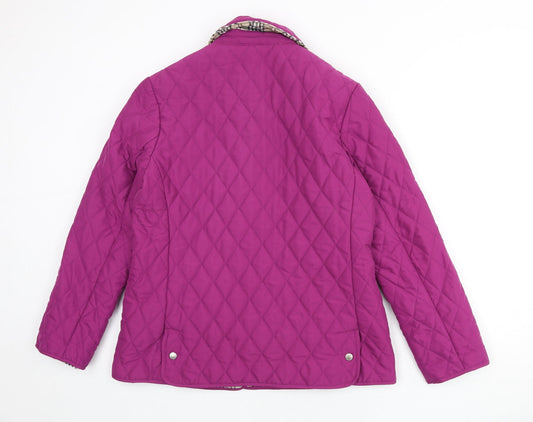 David Barry Womens Purple Quilted Coat Size 12 Snap