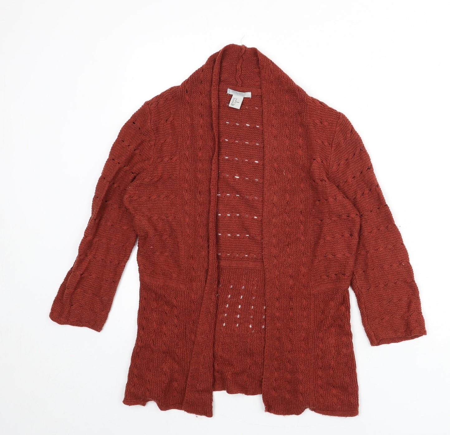 H&M Womens Orange V-Neck Polyamide Cardigan Jumper Size M
