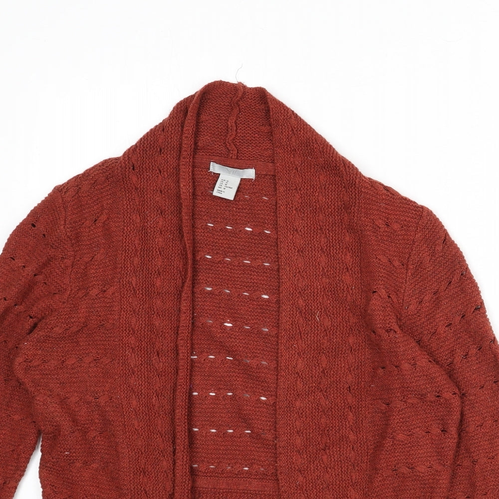 H&M Womens Orange V-Neck Polyamide Cardigan Jumper Size M