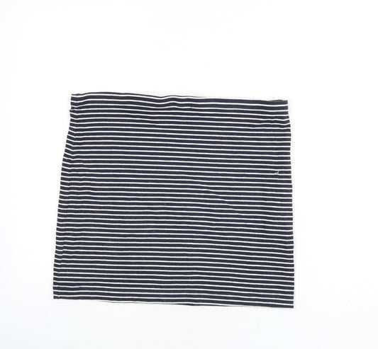 H&M Womens Blue Striped Cotton Bandage Skirt Size L
