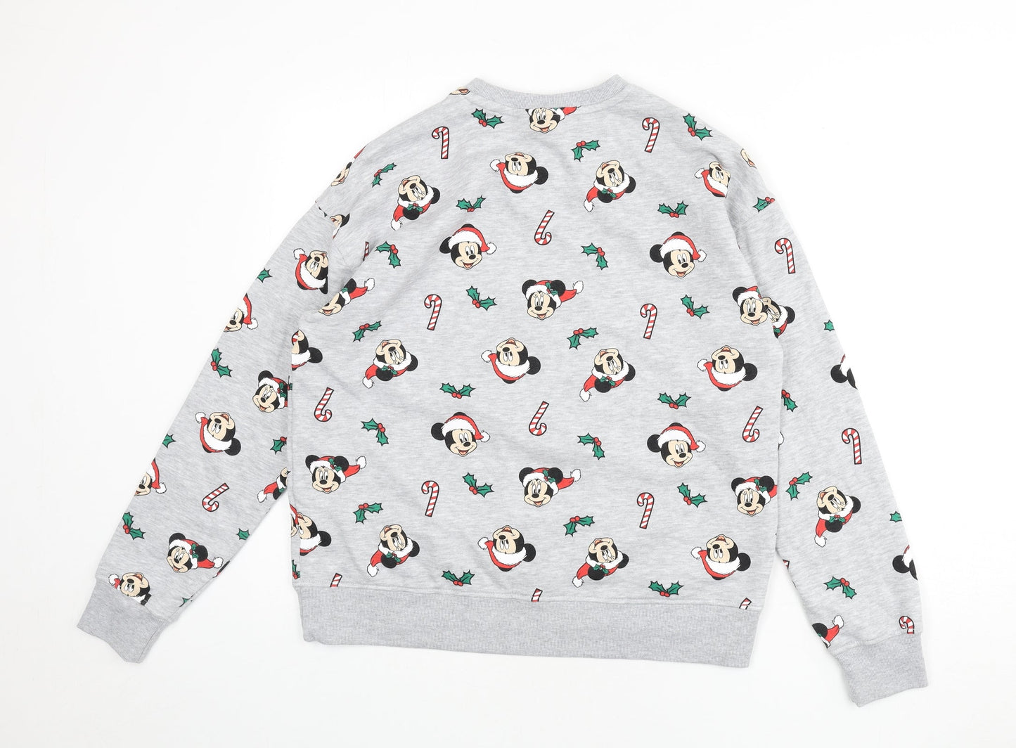 Disney Womens Ivory Geometric Cotton Pullover Sweatshirt Size 10 Pullover - Size 10/12, Christmas, Mickey Mouse